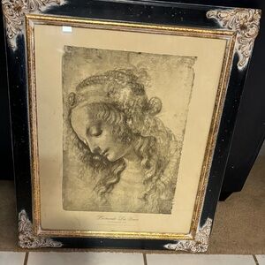 Vintage Framed Leonardo Da Vinci Sketch